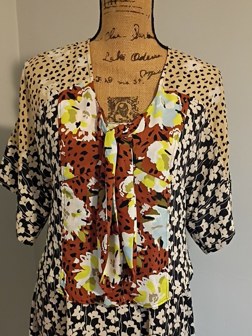 Cabi Patterned Two-Piece Dress Set in Black, White & Rust Floral - Picture 3 of 9